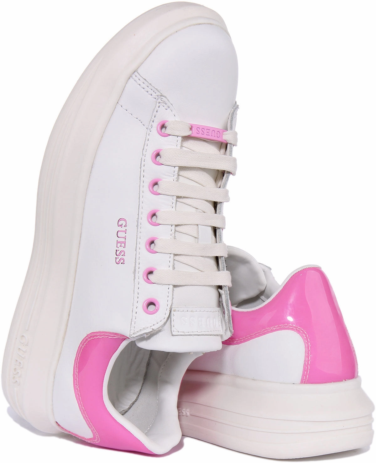 Absorb Sole Guess Vibo Trainer In White Pink For Women