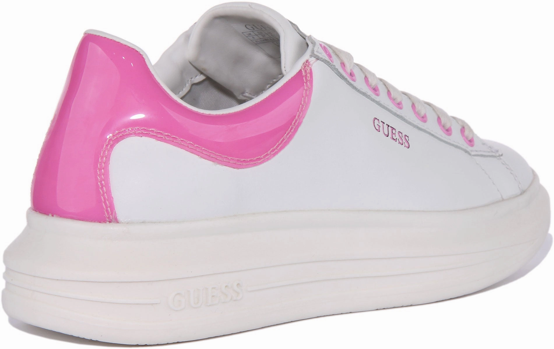 Absorb Sole Guess Vibo Trainer In White Pink For Women