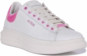Guess Vibo Trainer In White Pink For Women Durable Grip