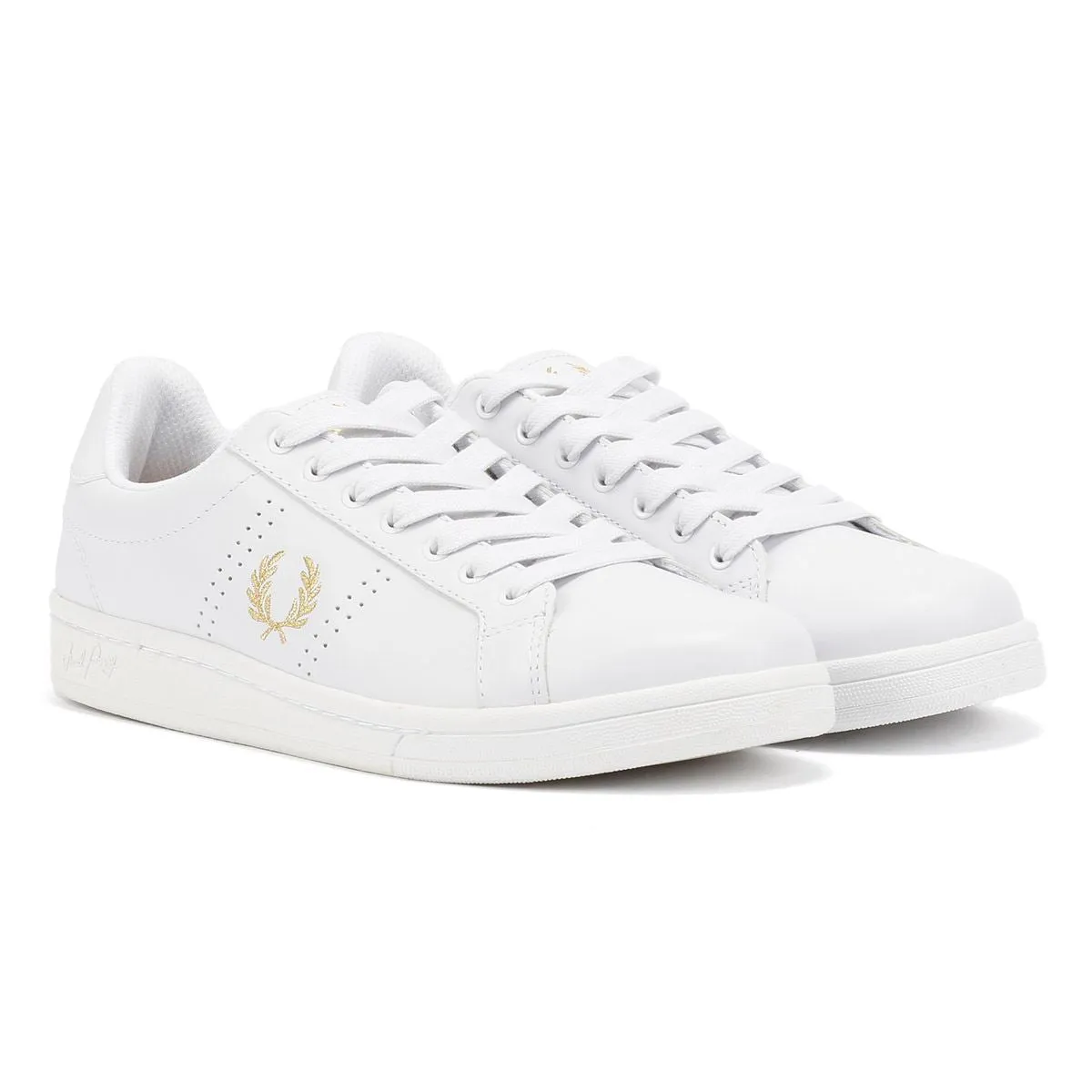 Active Cushioning Fred Perry B721 Leather Men's White/Metallic Gold Trainers