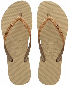 Light Holiday Gear Summer Garden Look Havaianas Slim Glitter II In Sand Gold For Women