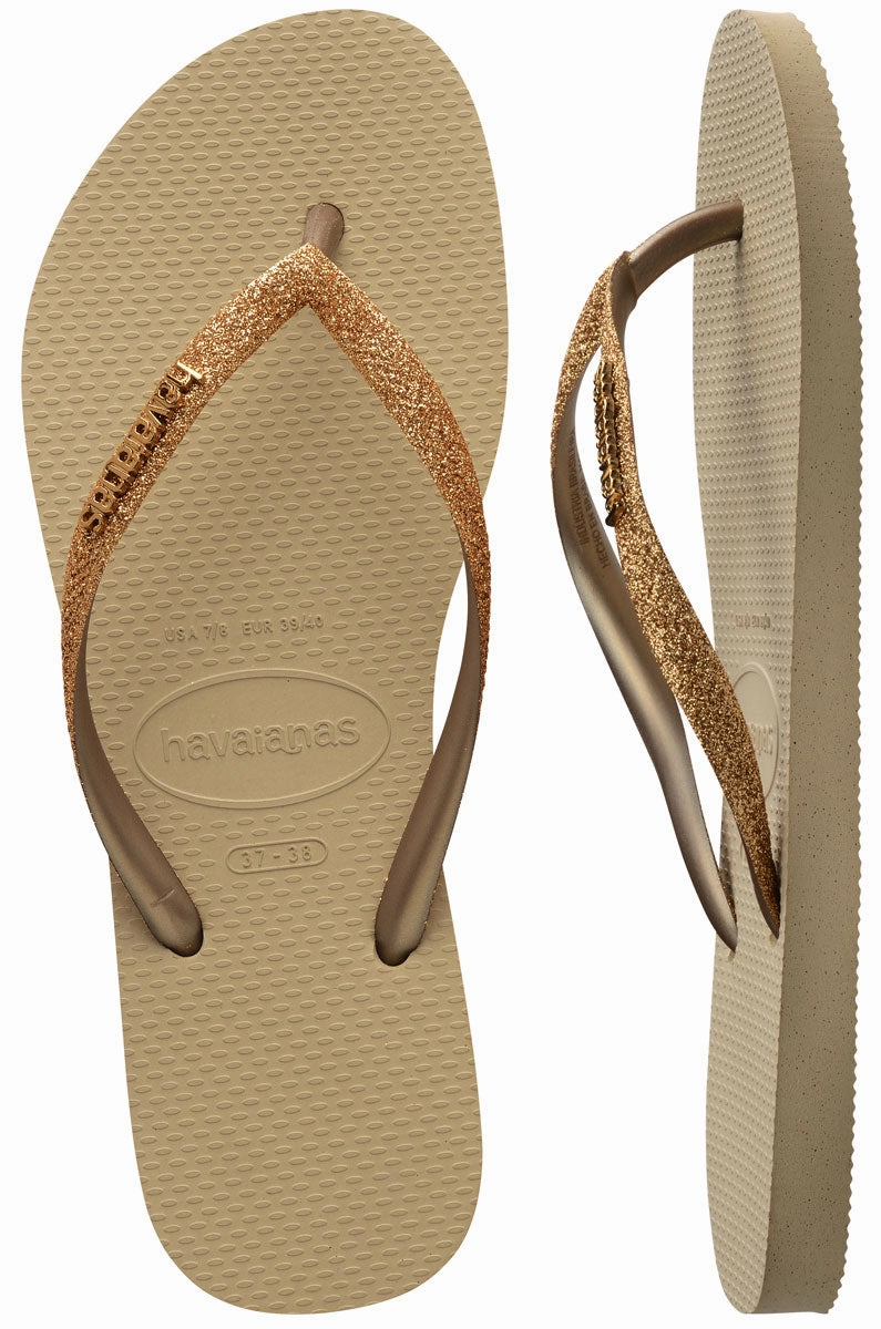 Active Freedom Havaianas Slim Glitter II In Sand Gold For Women