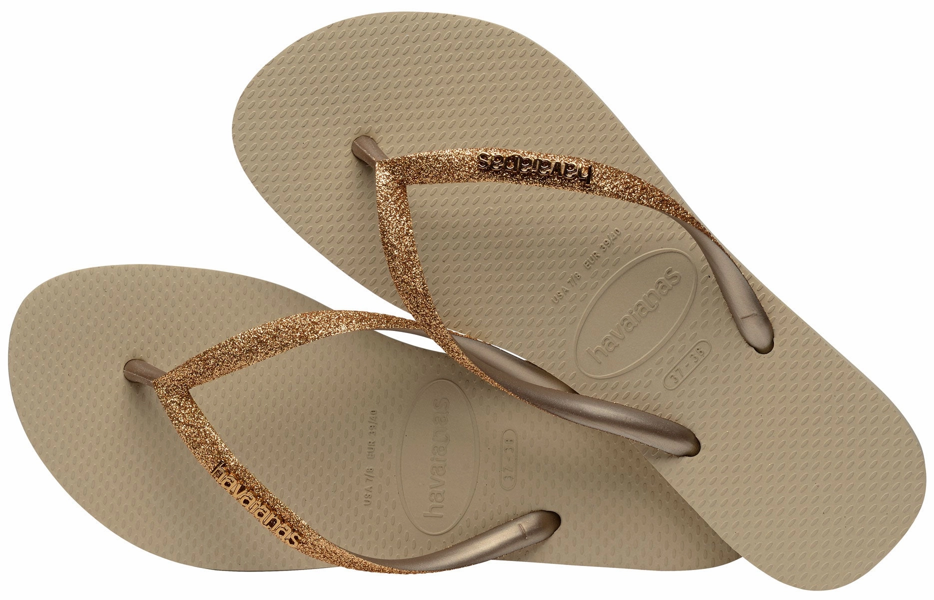 Active Freedom Havaianas Slim Glitter II In Sand Gold For Women