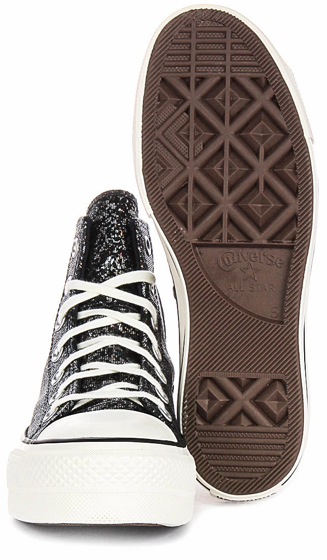 Active Step Move Glide Converse All Star Lift A09551C In Black Silver Metalic