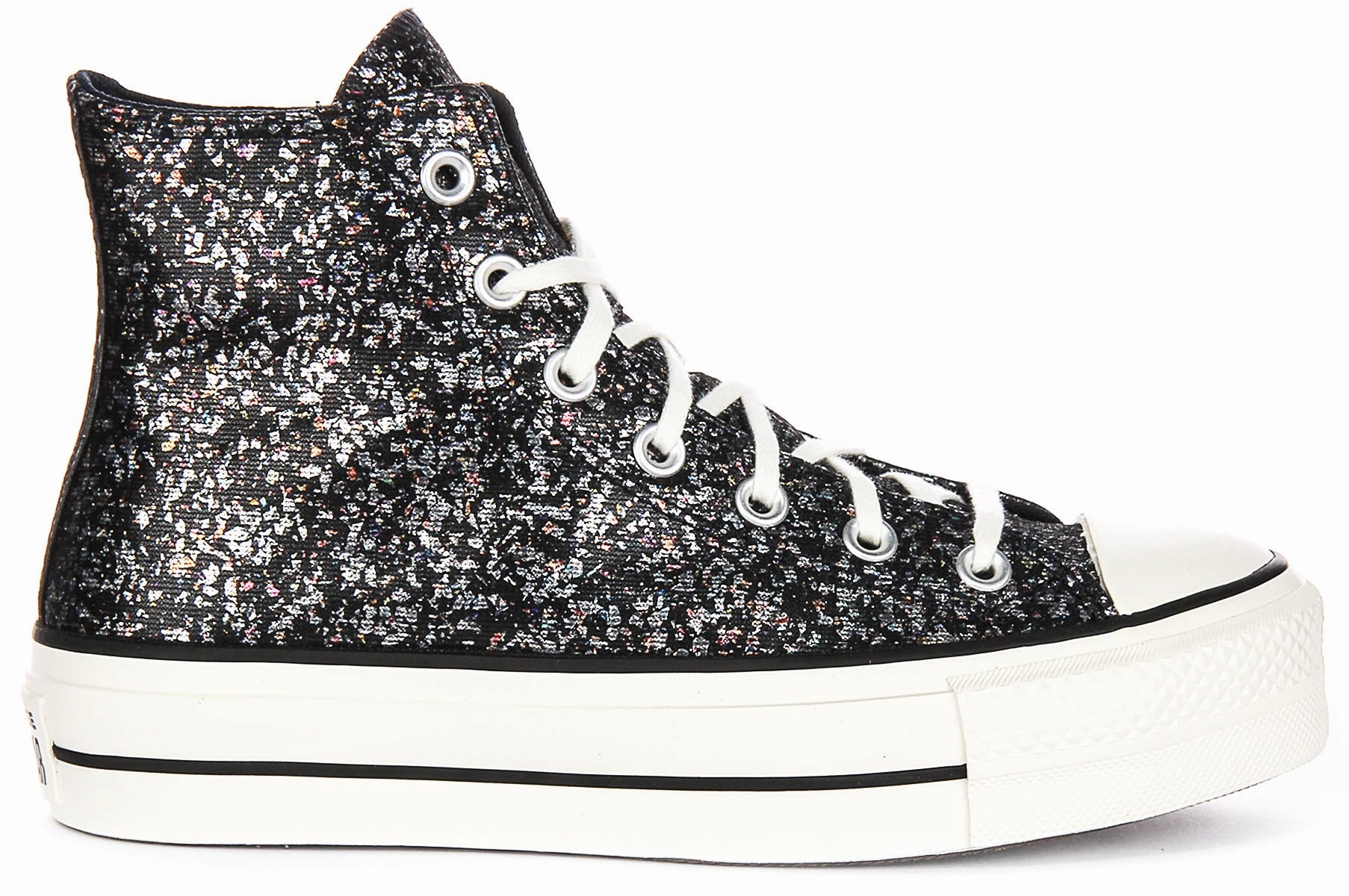 Active Step Move Glide Converse All Star Lift A09551C In Black Silver Metalic