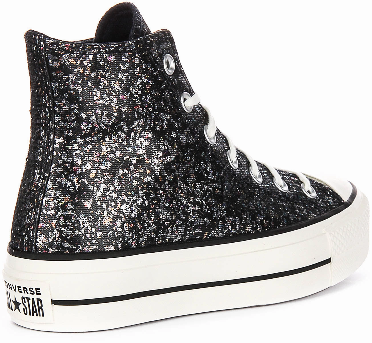 Active Step Move Glide Converse All Star Lift A09551C In Black Silver Metalic