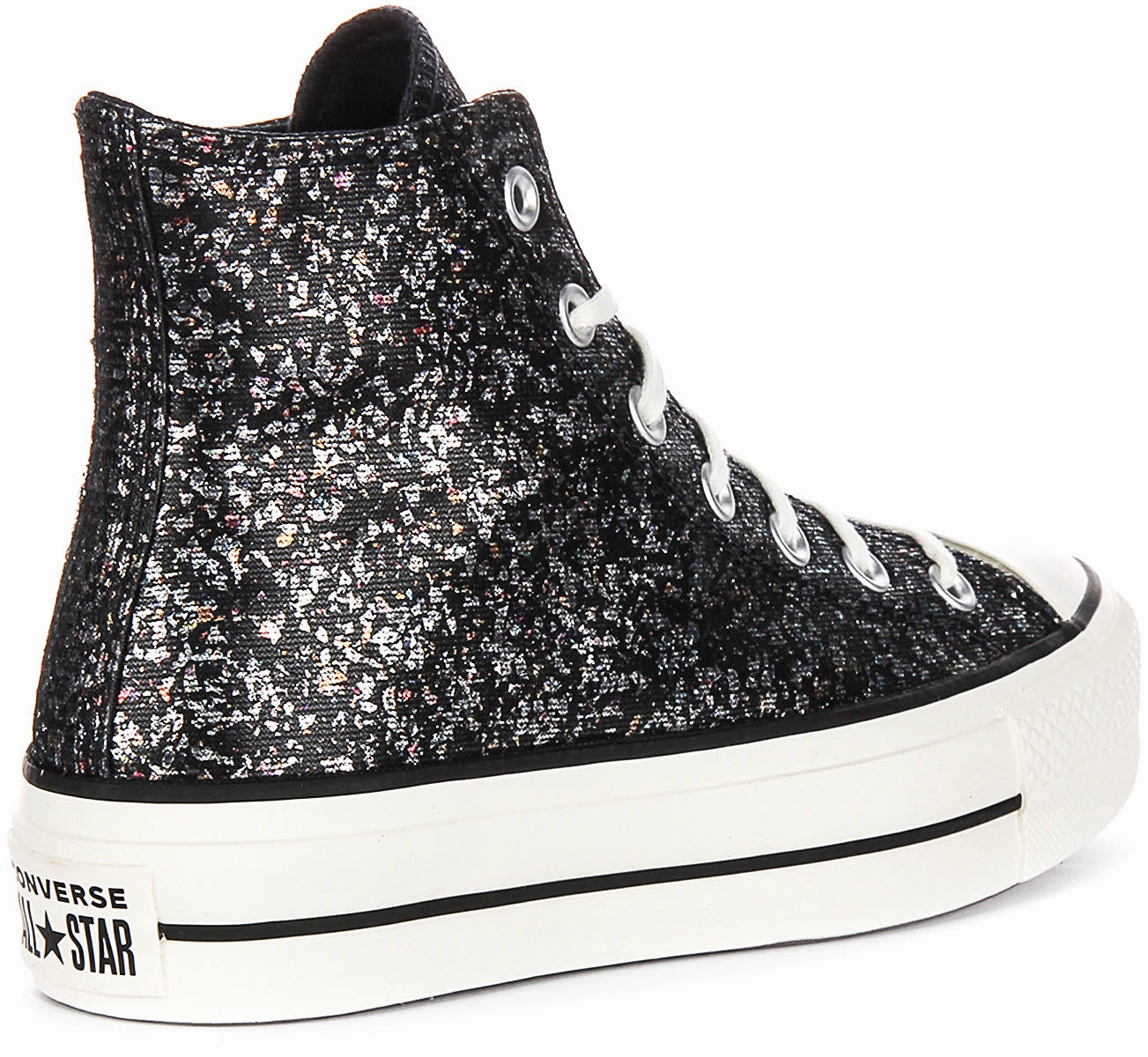 Active Step Move Glide Converse All Star Lift A09551C In Black Silver Metalic