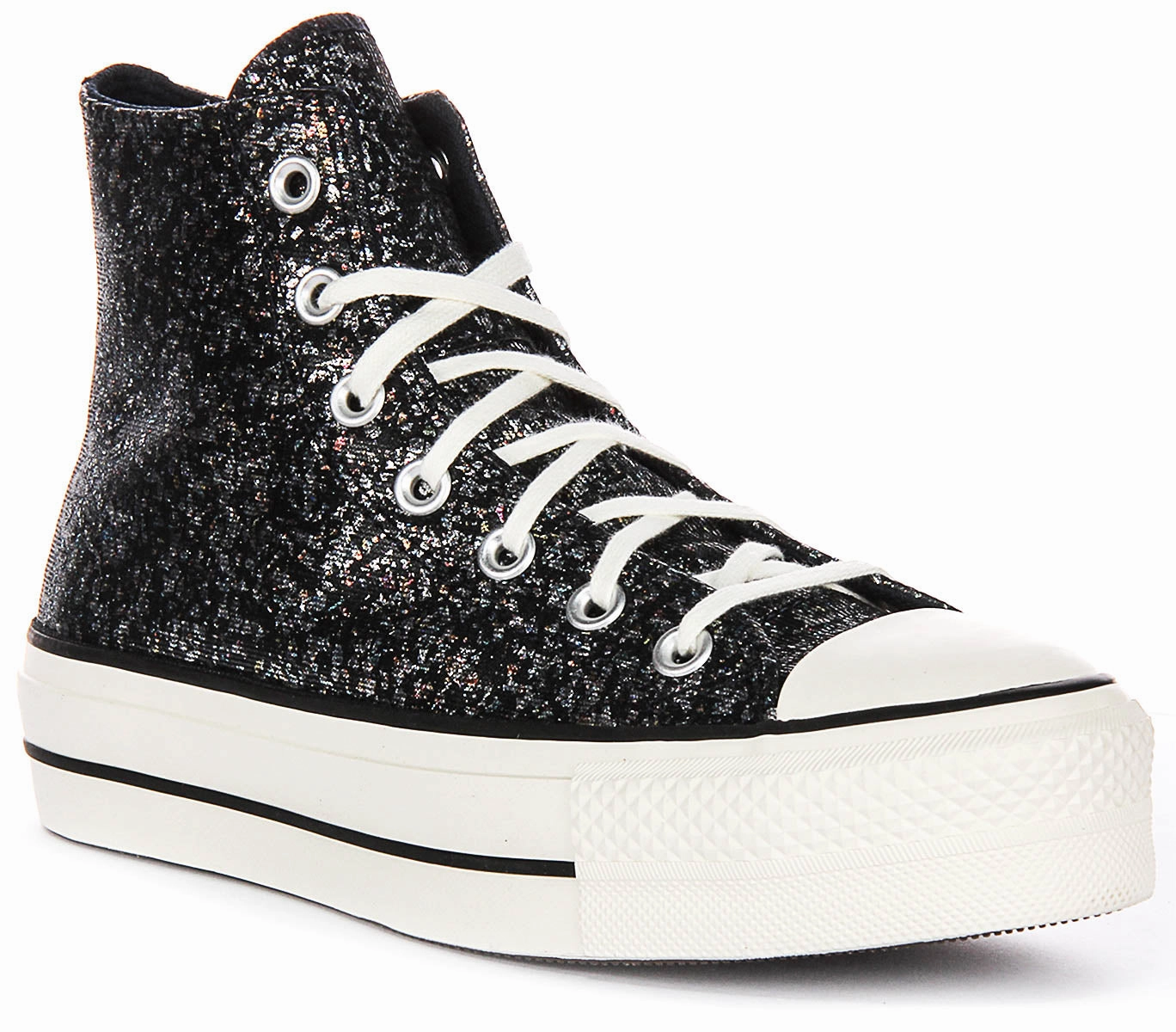 Converse All Star Lift A09551C In Black Silver Metalic Motion Zone