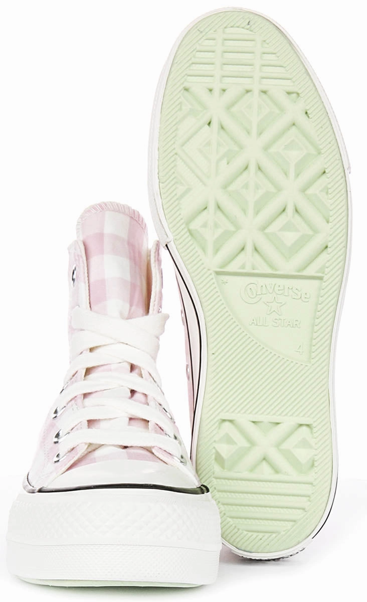 Active Step Move Glide Converse All Star Lift A13663C In White Pink Gingham Print