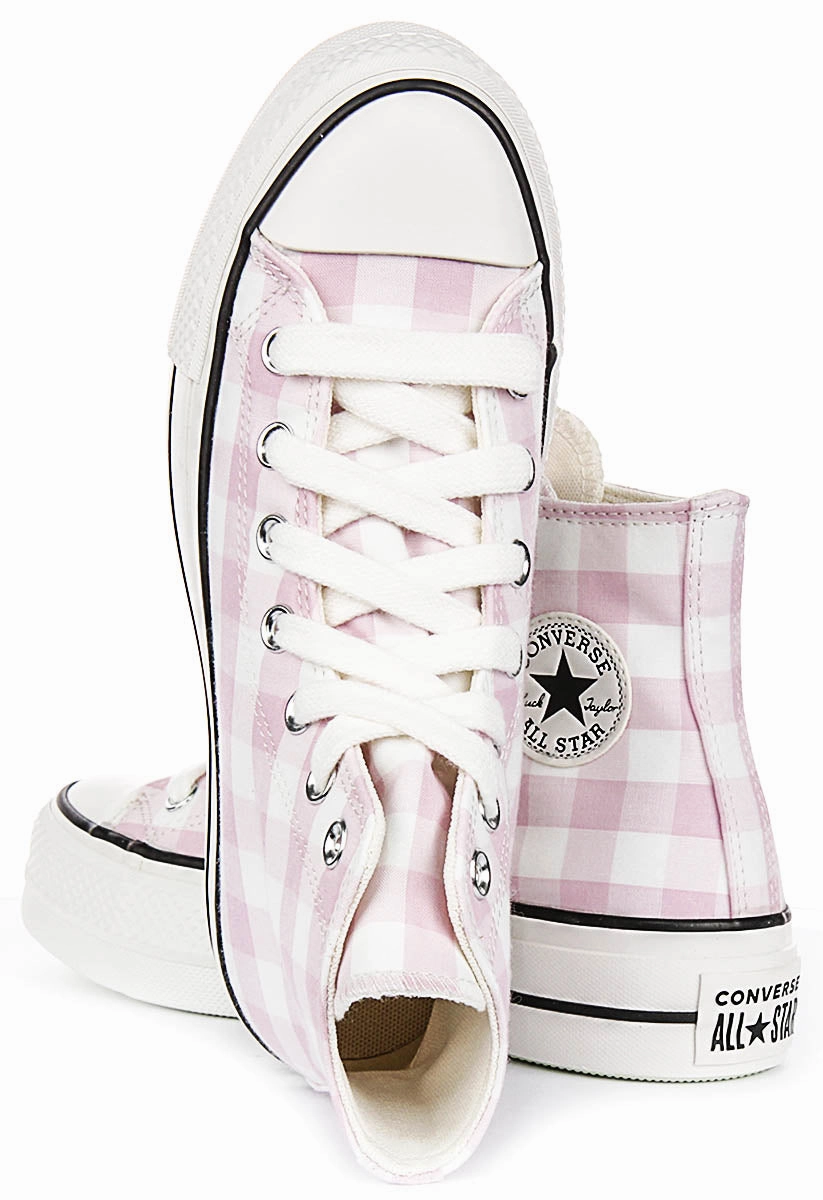 Active Step Move Glide Converse All Star Lift A13663C In White Pink Gingham Print