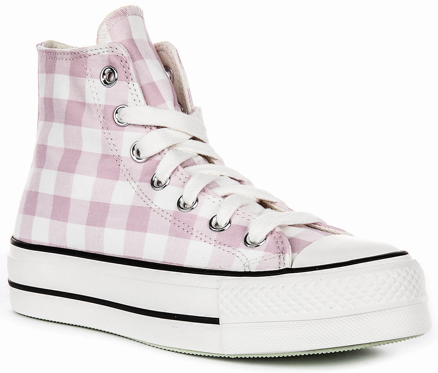 Converse All Star Lift A13663C In White Pink Gingham Print Travel Light