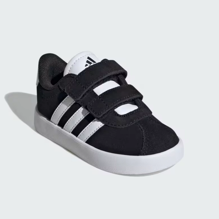 grass running footwear half - marathoning adidas - VL Court 3.0 CF - Black/White Velcro -Kids [ID9158]