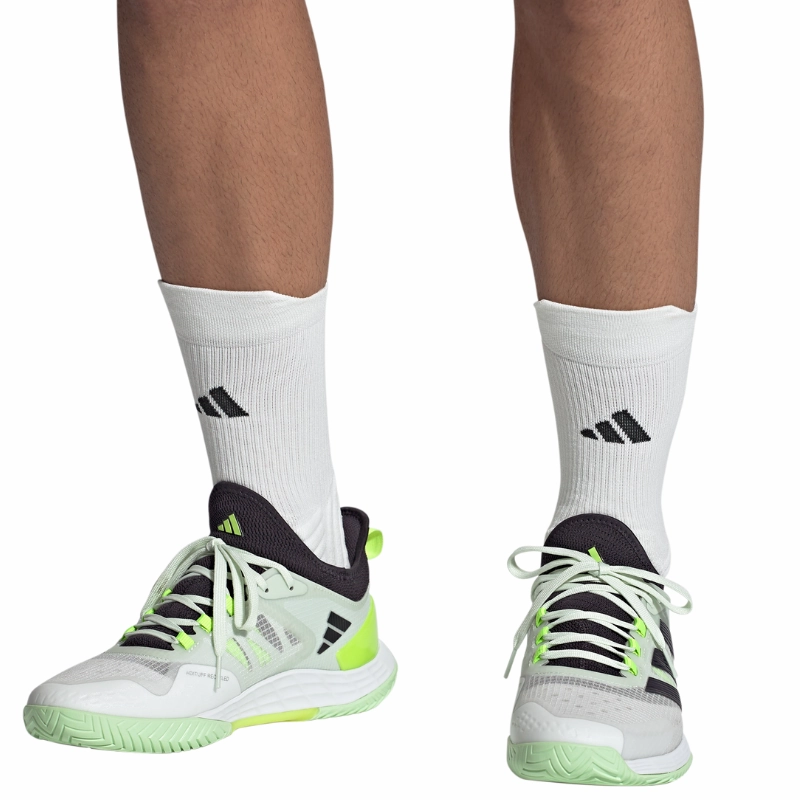 Adidas Adizero Ubersonic 4.1 Tennis Shoes - White/Black/Lucid Lemon Reflective details