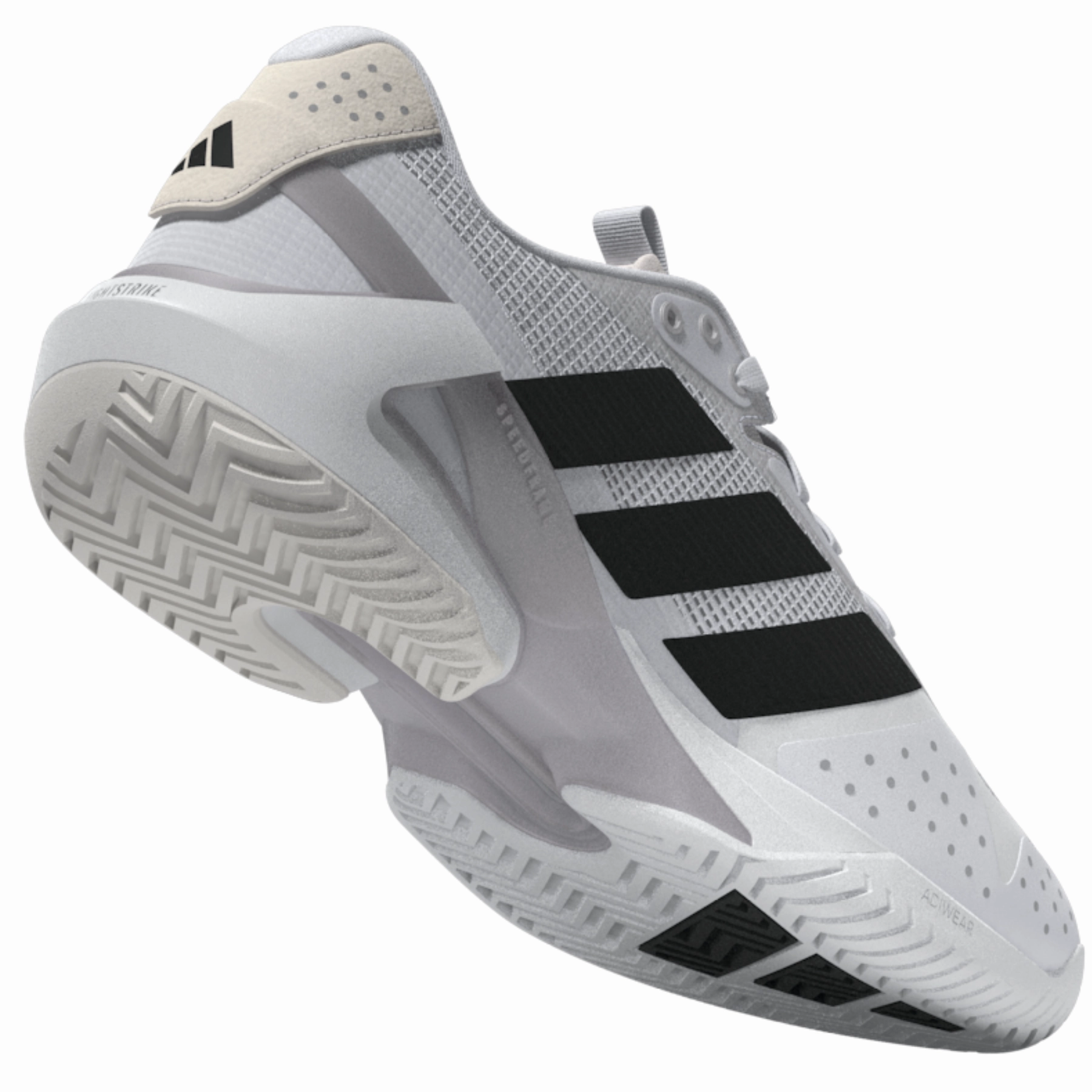 Adidas Adizero Ubersonic 5M Men Tennis Shoes - Cloud White / Core Black / Silver Metallic Stability Speed