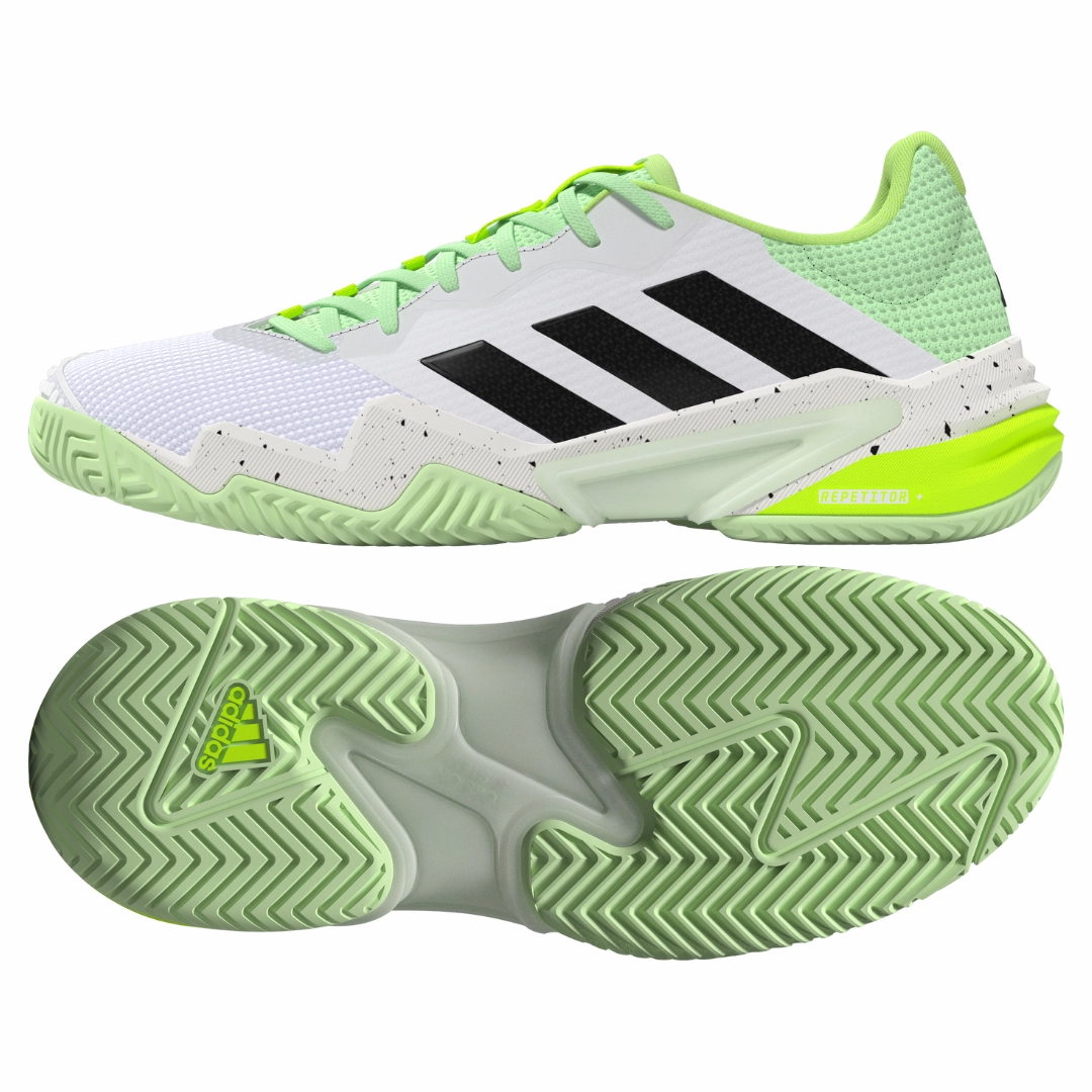 Adidas Barricade 13 Mens Tennis Shoes - White/Black/Green Comfortable Footwear Fitment