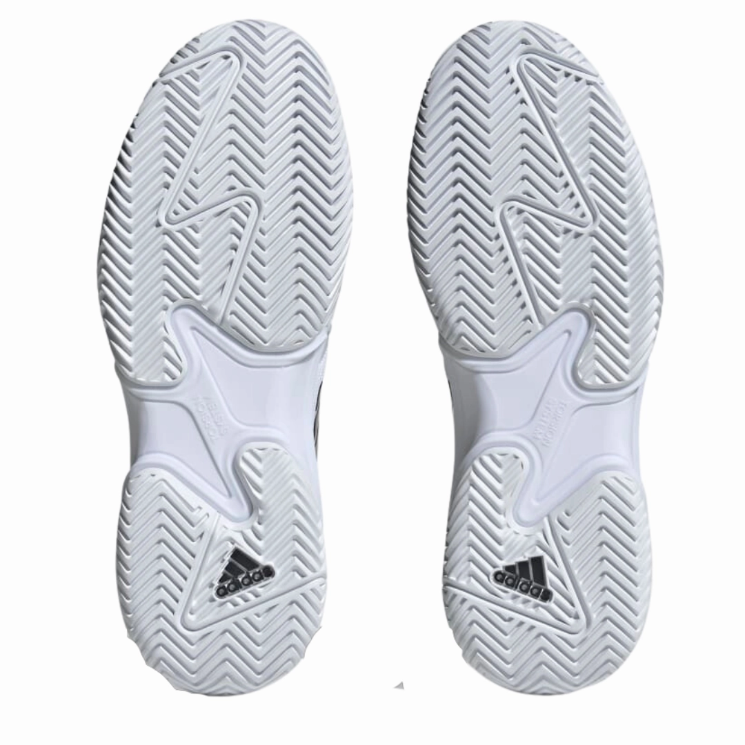 Adidas Barricade Mens Tennis Shoes - White/Black/Silver Toe Comfort