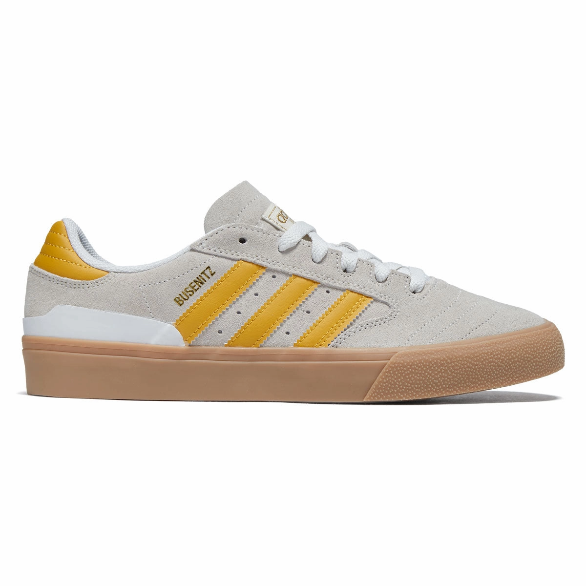 Minimalist Design Adidas Busenitz Vulc II Shoes - Crystal White/Preloved Yellow/Gold Metallic