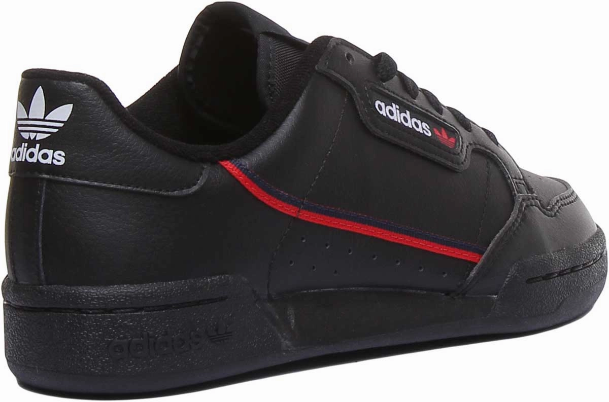 Adidas Continental 80J Leather Trainers In Black For Youth Easy On - Off