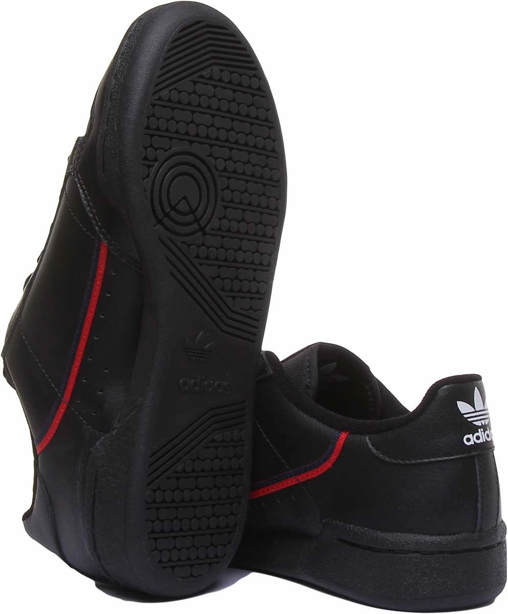 Adidas Continental 80J Leather Trainers In Black For Youth Easy On - Off