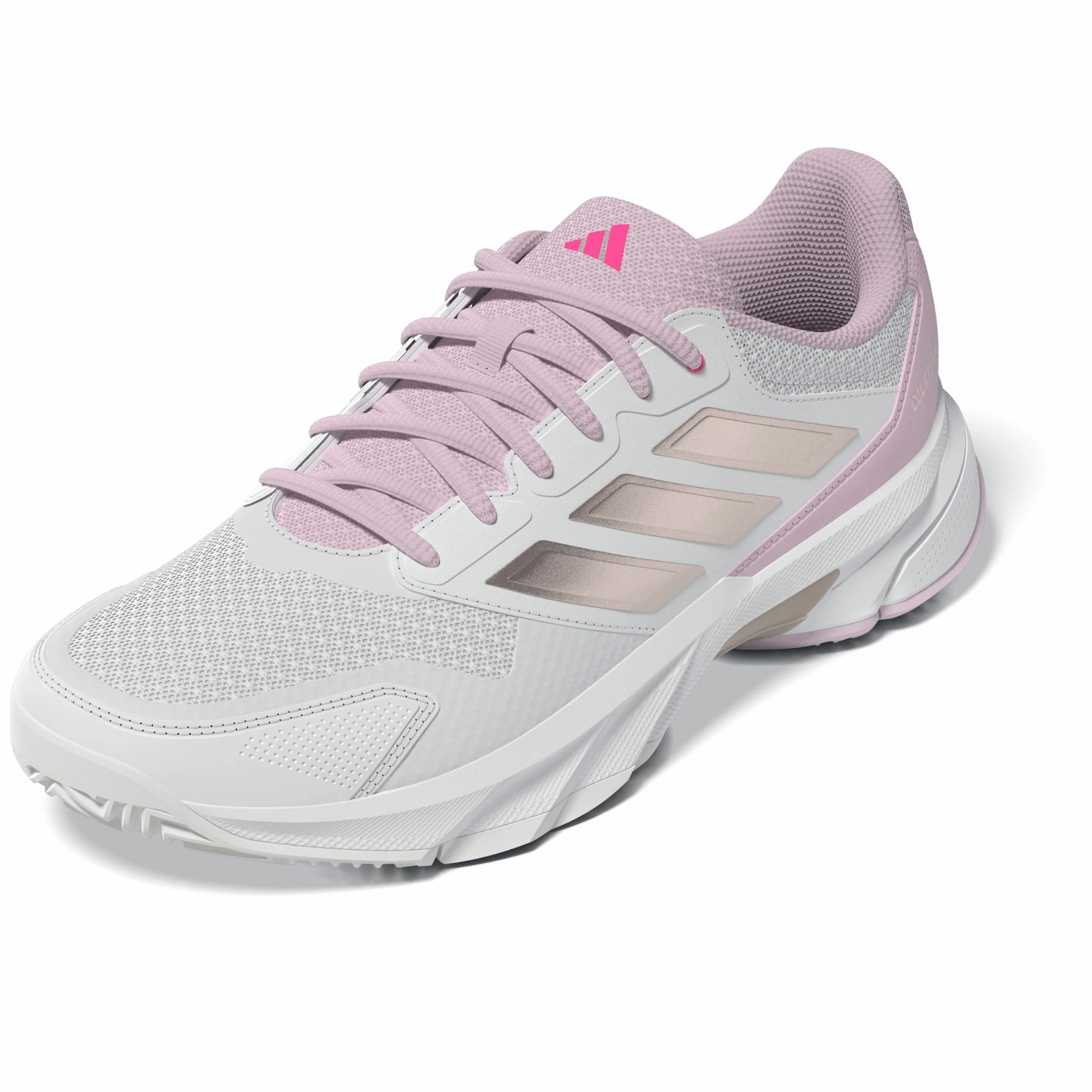 Adidas Courtjam Control 3 Women Tennis Shoes - White/Silver Metallic/Lucid Pink