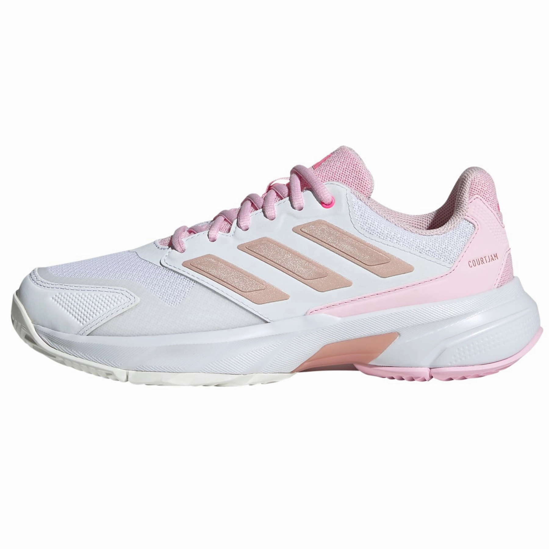 Adidas Courtjam Control 3 Women Tennis Shoes - White/Silver Metallic/Lucid Pink