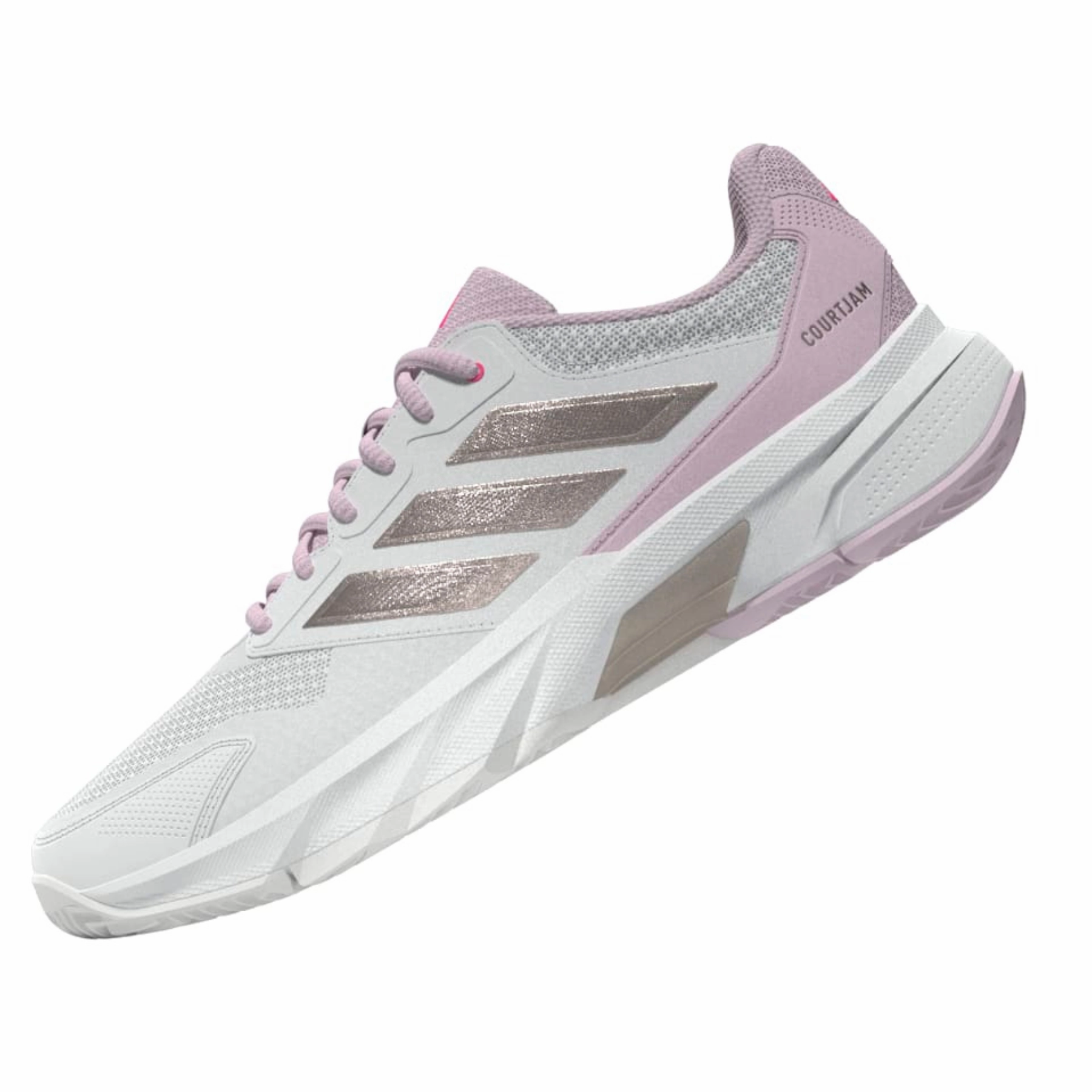 Adidas Courtjam Control 3 Women Tennis Shoes - White/Silver Metallic/Lucid Pink