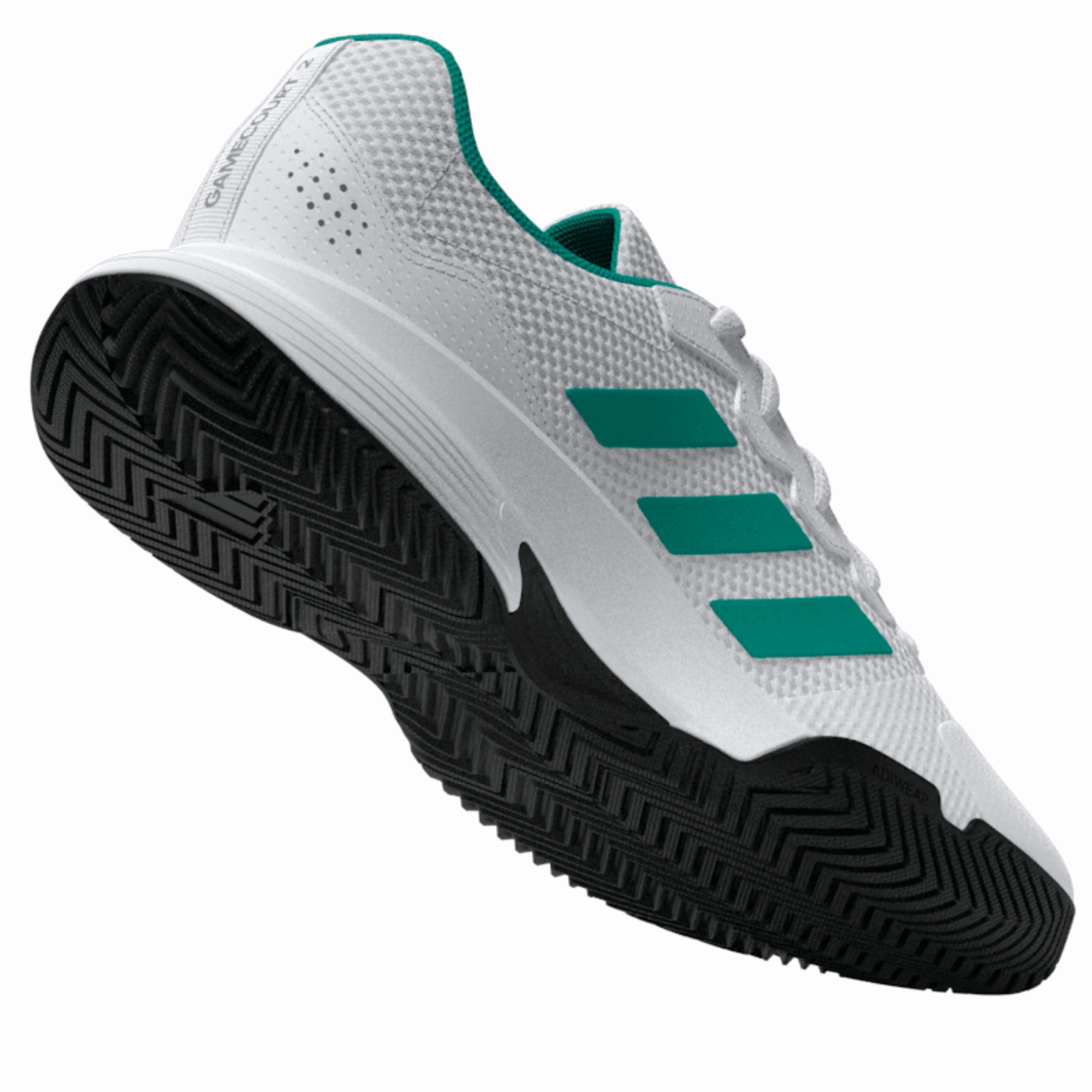 Adidas Gamecourt 2.0 Mens Tennis Shoes - Footwear White/Pure Teal/Core Black slip - on style