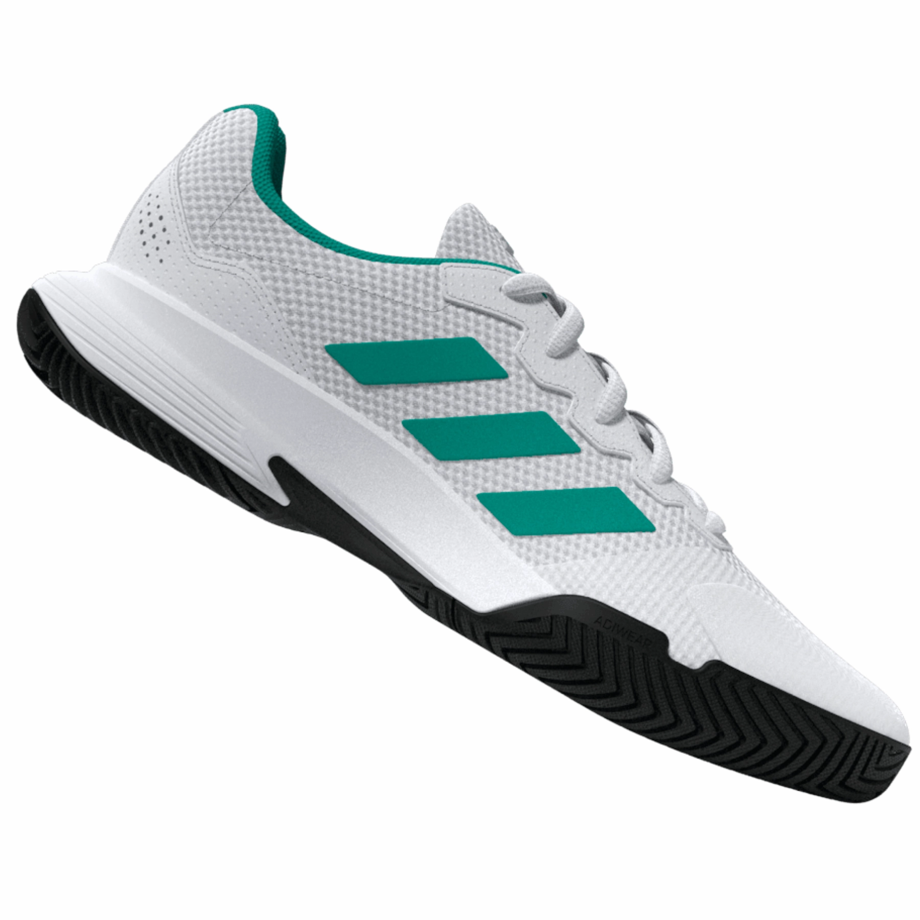 Adidas Gamecourt 2.0 Mens Tennis Shoes - Footwear White/Pure Teal/Core Black slip - on style