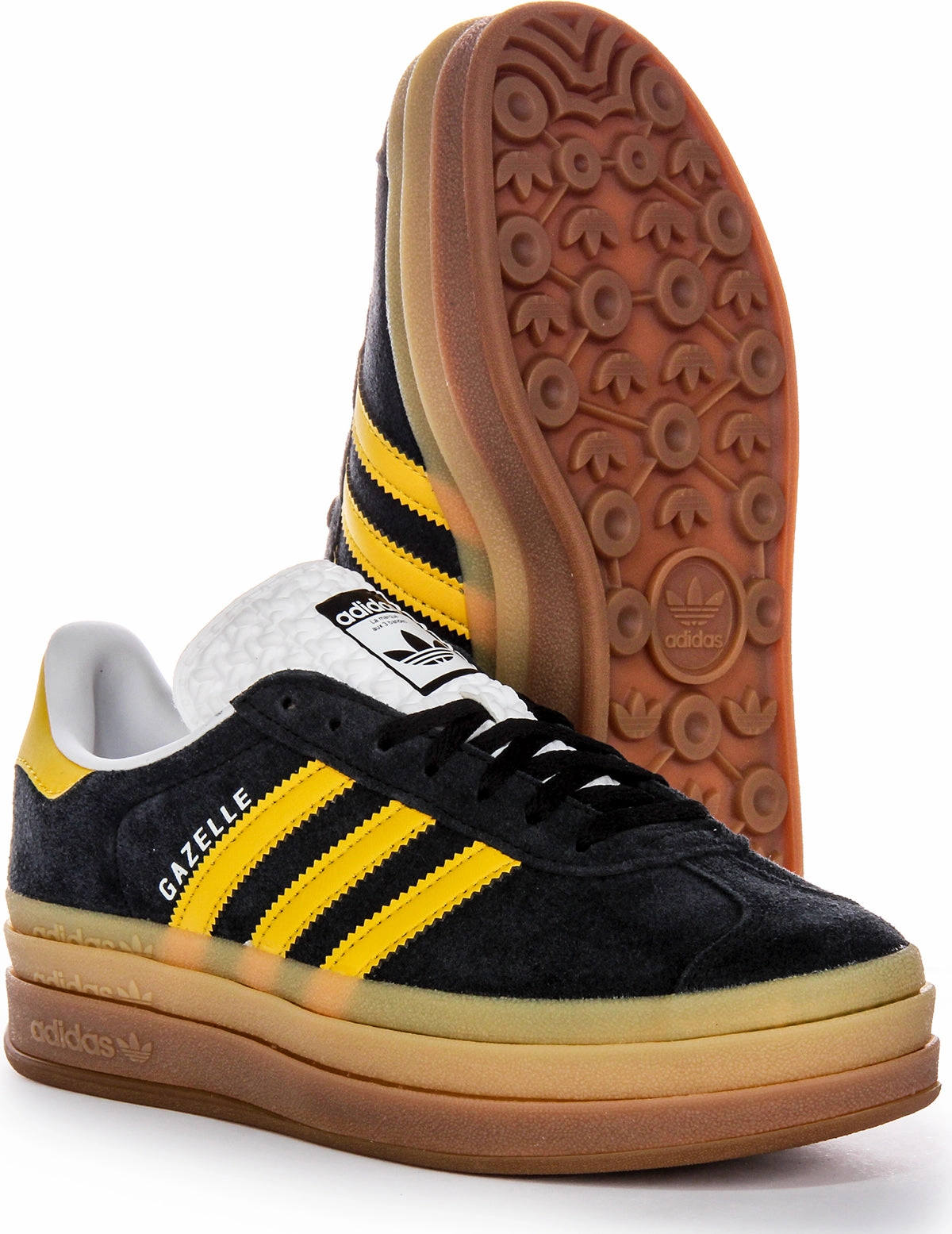Adidas Gazelle Bold W In Black Yellow For Women Breathable Upper Structure