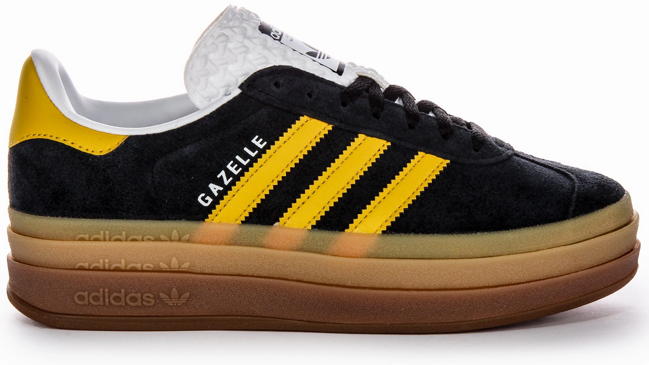 Adidas Gazelle Bold W In Black Yellow For Women Breathable Upper Structure