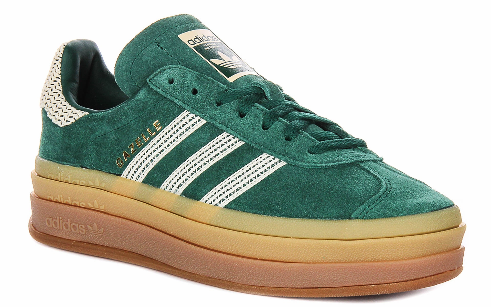 Flex Fit solo running shoe usability Adidas Gazelle Bold W In Green Gold For Women