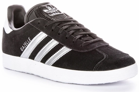 durable fabric shoes Adidas Gazelle In Black Silver For Women