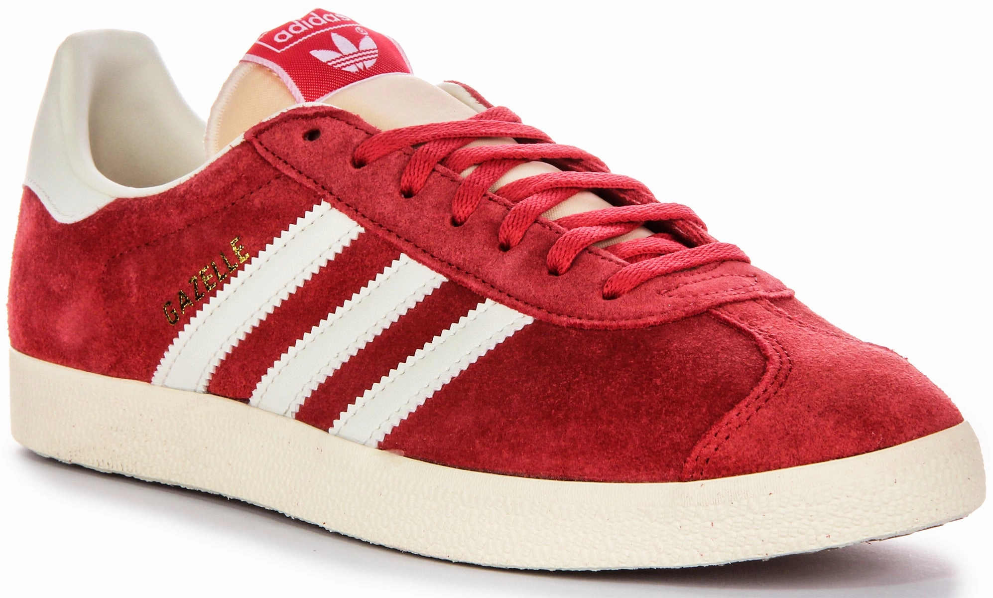 Adidas Gazelle In Red White For Men Leg Control Flexible design adjusts to various foot types and gaits
