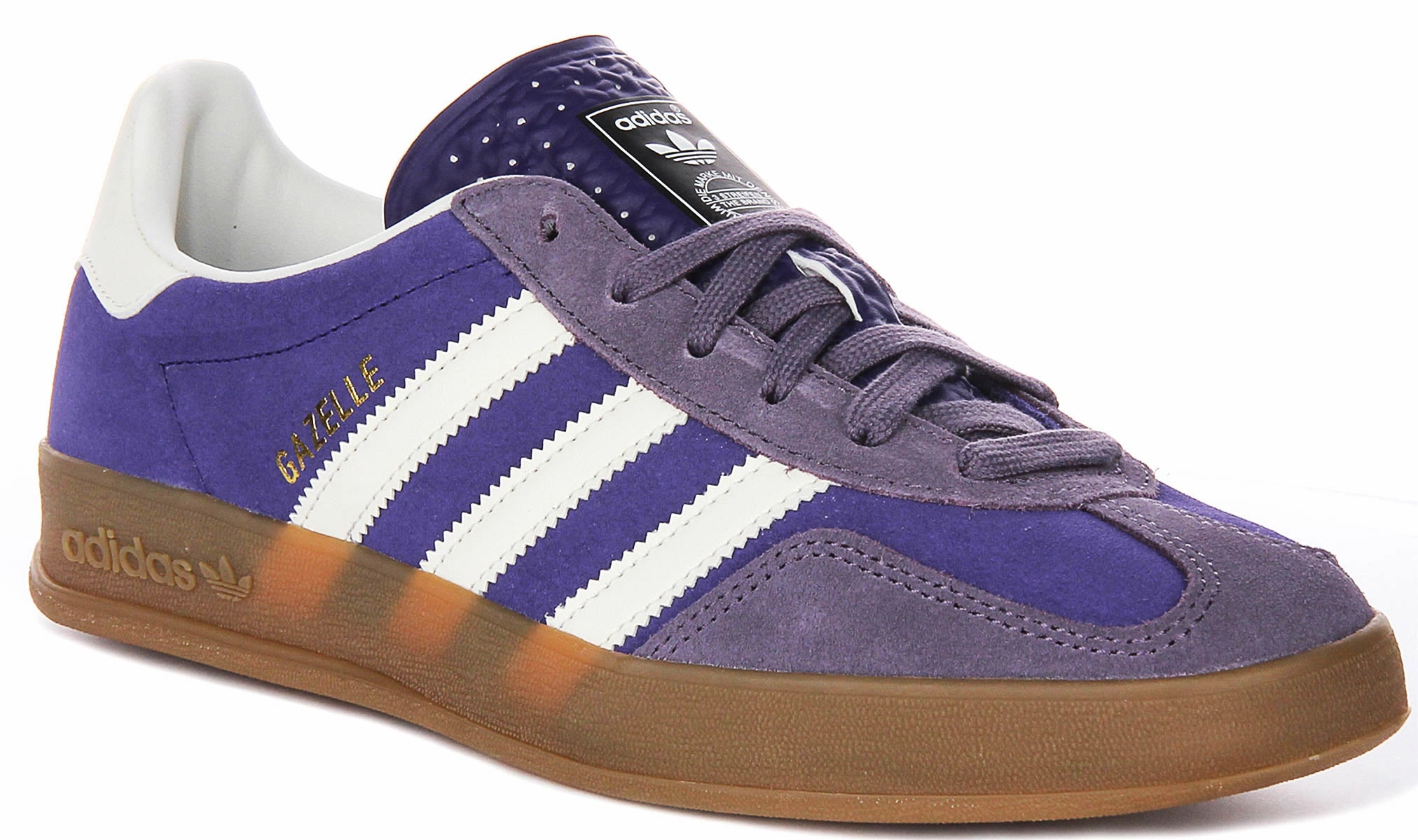 Adidas Gazelle Indoor In Purple White For Men Lean Cut Structured support keeps your feet aligned throughout movement