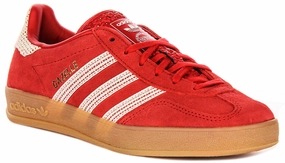 polyester - upper shoes Adidas Gazelle Indoor In Red White For Women