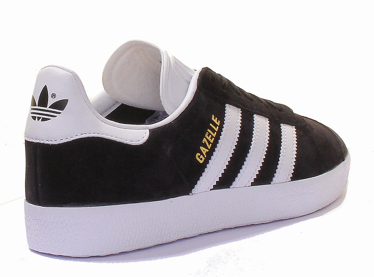 Adidas Gazelle Suede Leather Trainers In Black White Stable Base Footwear