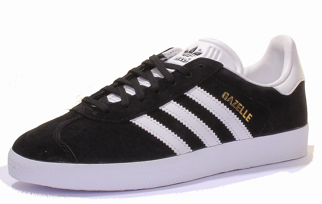 Adidas Gazelle Suede Leather Trainers In Black White Stable Base Footwear