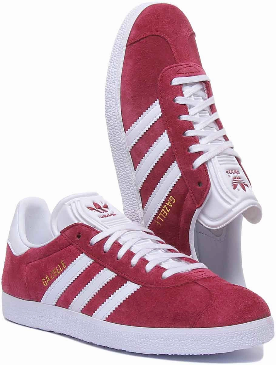 Adidas Gazelle Suede Leather Trainers In Maroon For Men Enhanced Agility Design