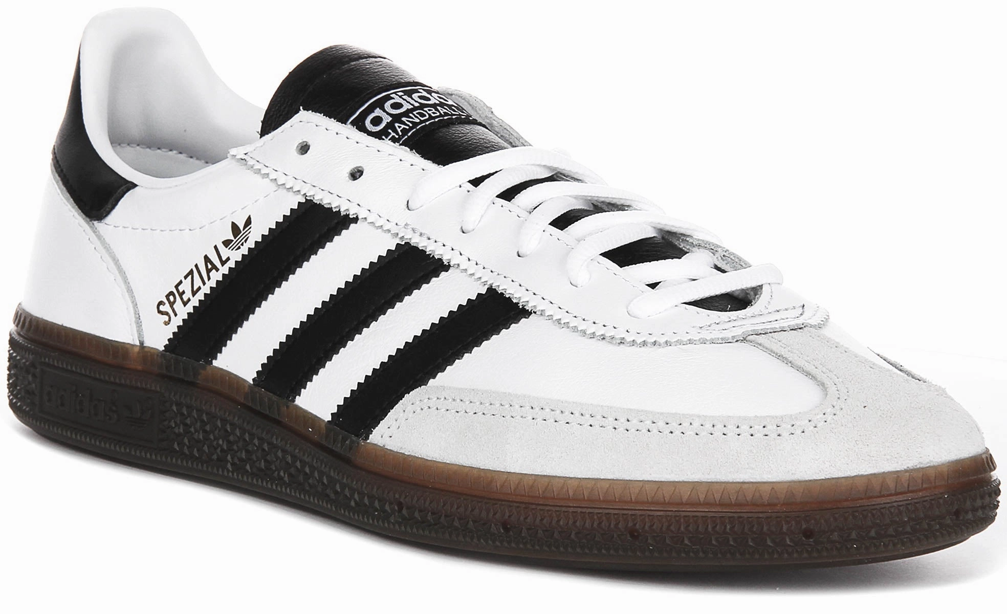 Reinforced Seams All components tested for dynamic movement accuracy Adidas Handball Spezial In White Black Leather