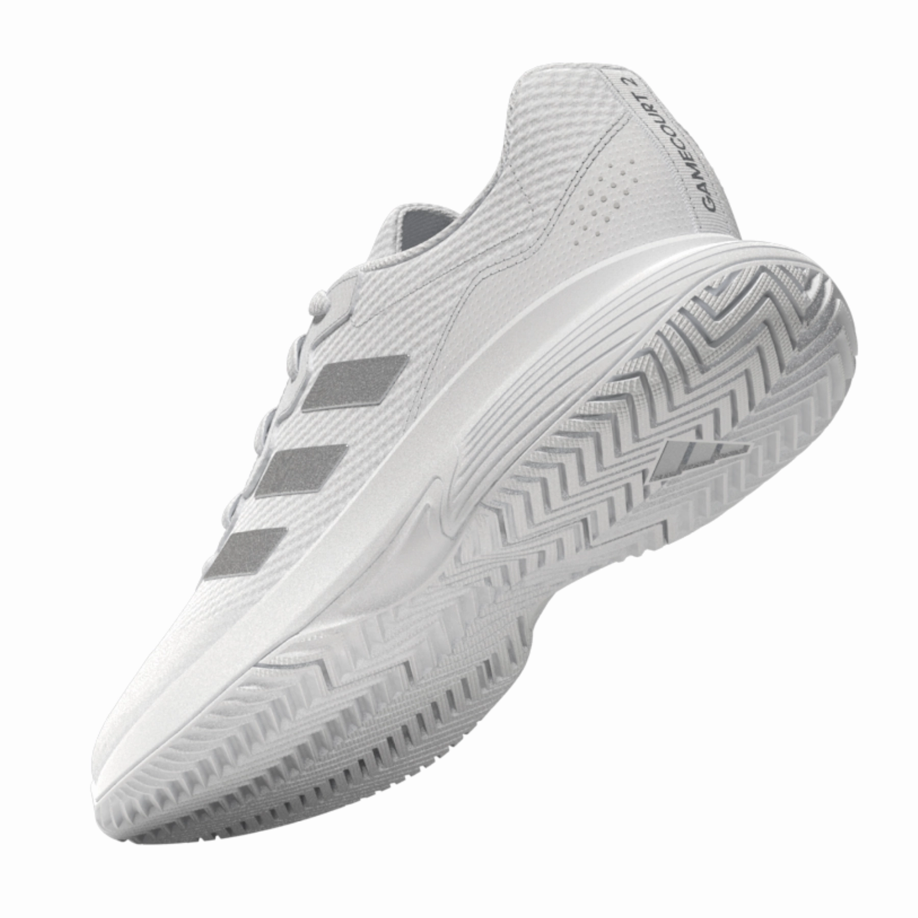 Adidas Performance Game Court 2.0  Womens Tennis Shoes - Footwear White/Silver Metallic Open Mesh