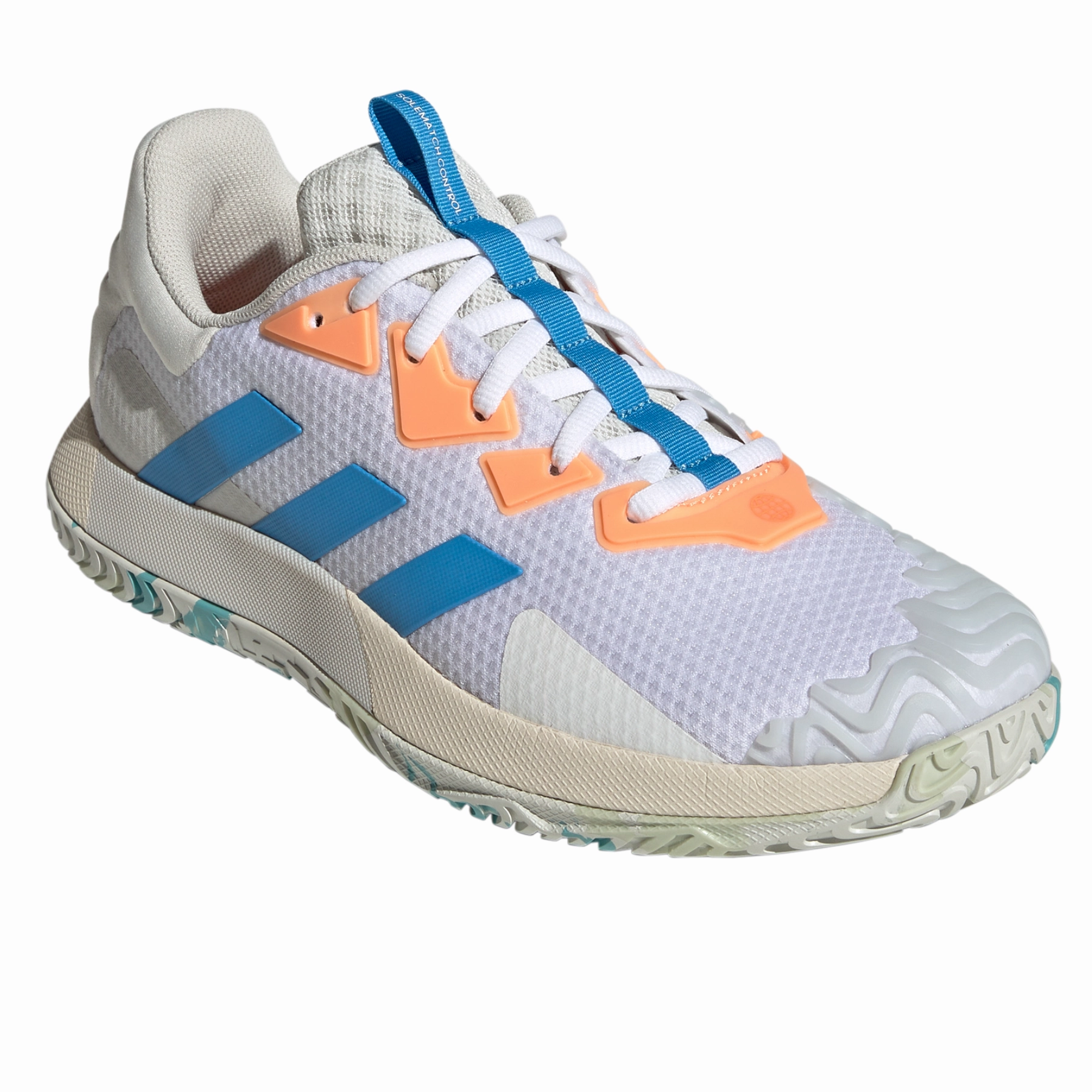 Adidas Performance Sole Match Control Men Tennis Shoes - Cloud White/Pulse Blue/Orbit Grey Ergonomic Fit