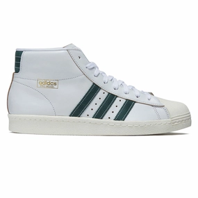 Board Movement Vulcanized Sole Adidas Pro Model 80 ADV Shoes - Crystal White/Core Green/Off White