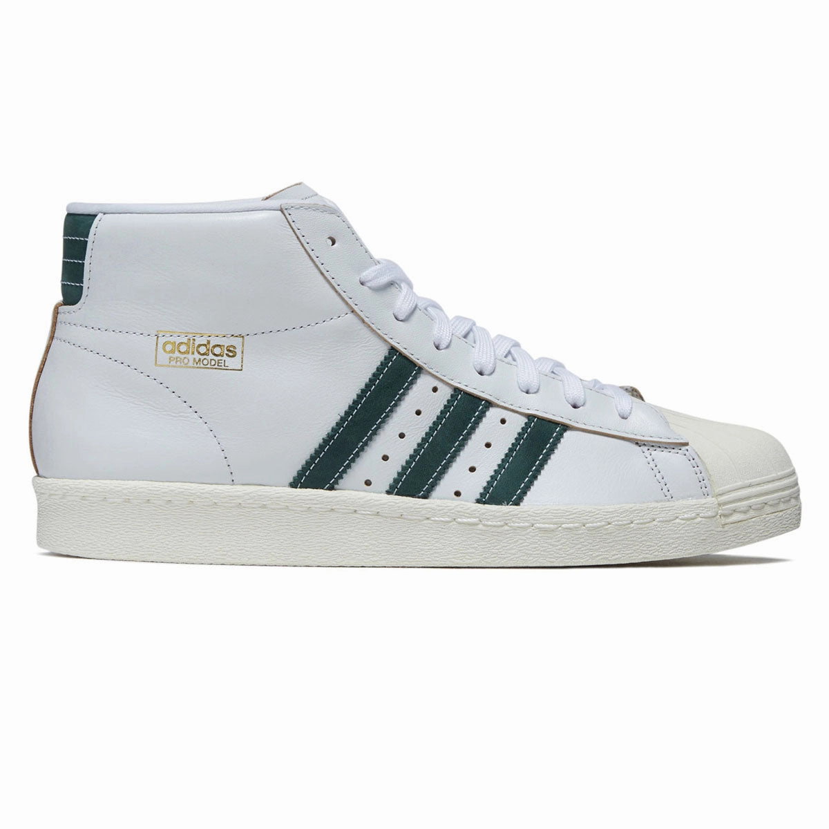 Board Movement Vulcanized Sole Adidas Pro Model 80 ADV Shoes - Crystal White/Core Green/Off White