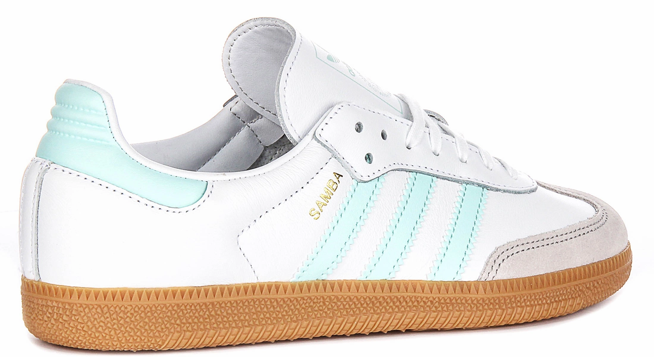 Adidas Samba OG  In White Blue For Youth Stretchable Design Idea