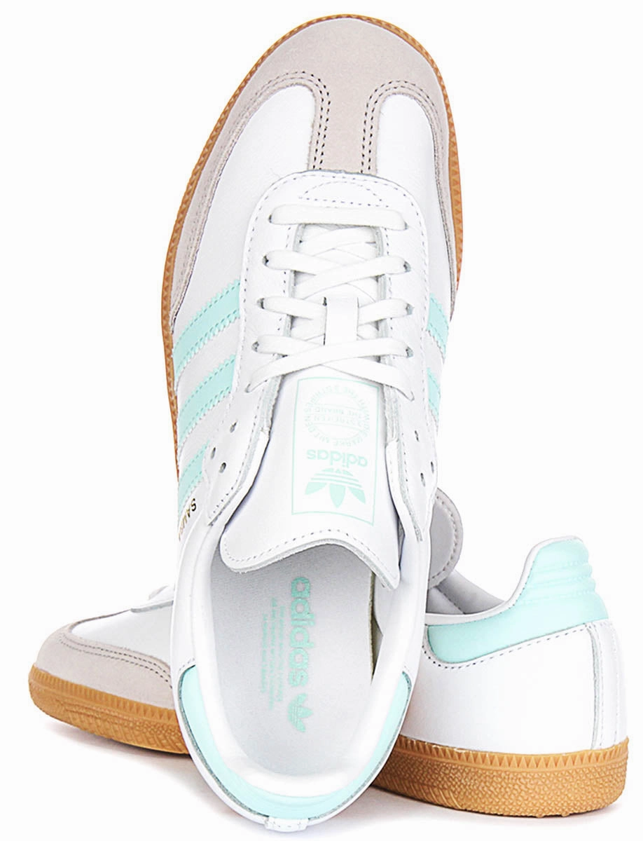 Adidas Samba OG  In White Blue For Youth Stretchable Design Idea