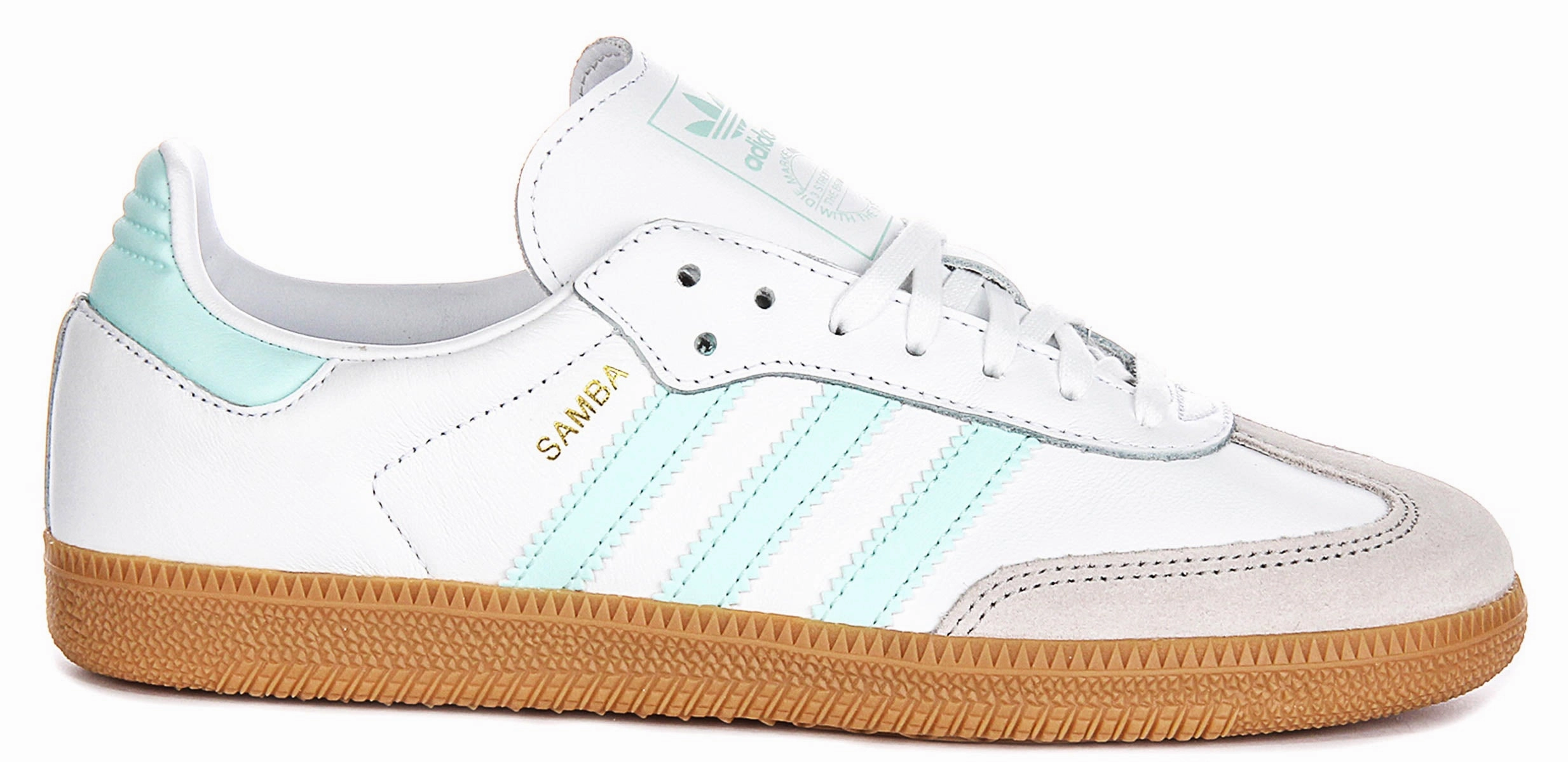 Adidas Samba OG  In White Blue For Youth Stretchable Design Idea