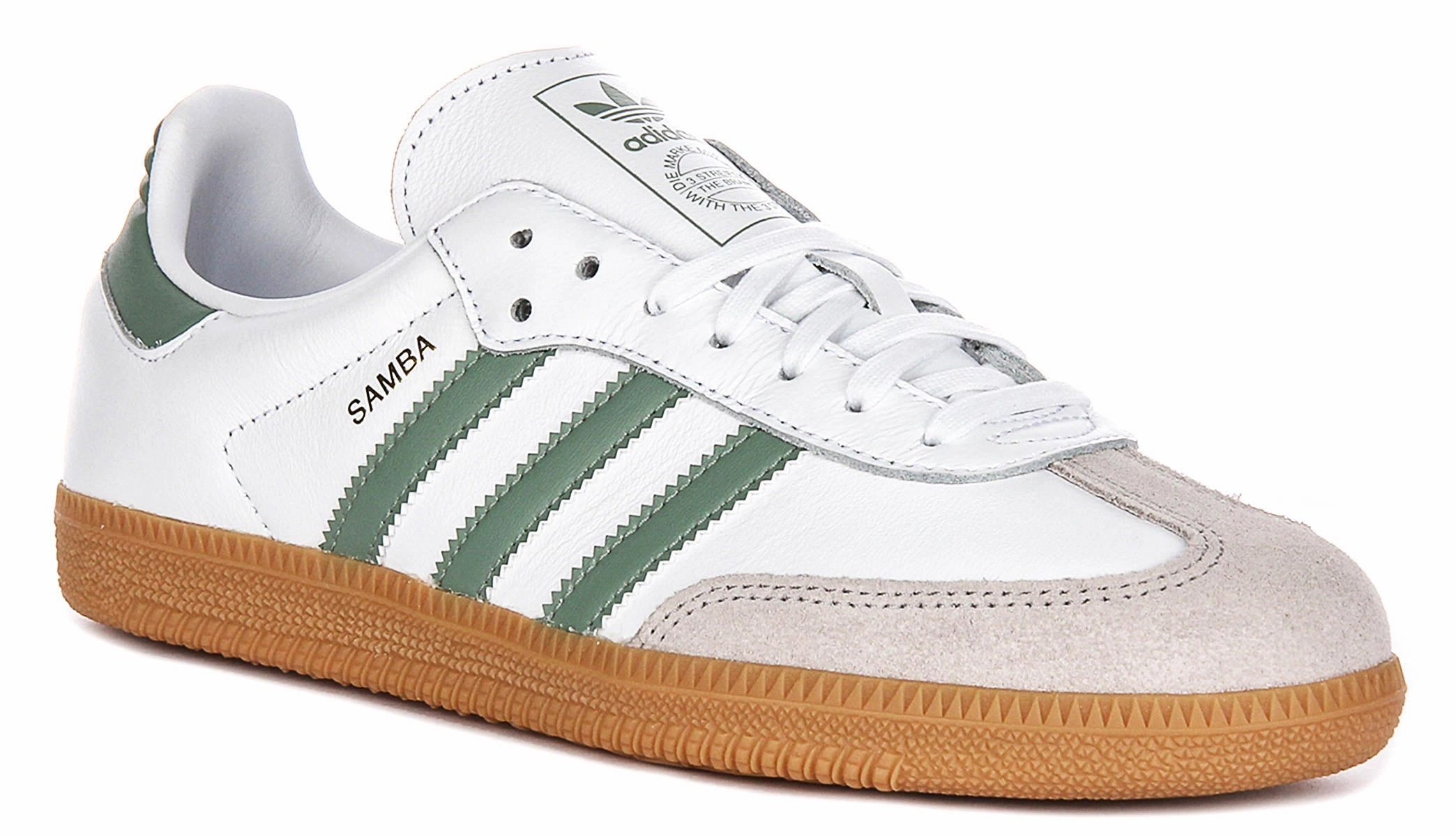 thigh - high running gear heel - strap shoes Adidas Samba OG J In White Green For Youth