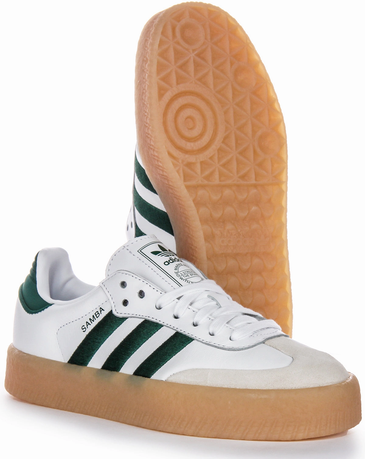 Adidas Sambae In White Green For Women Comfortable Straps Design