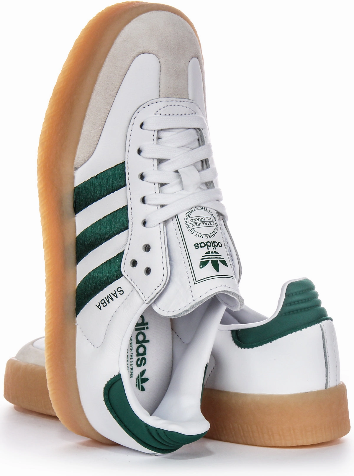 Adidas Sambae In White Green For Women Comfortable Straps Design