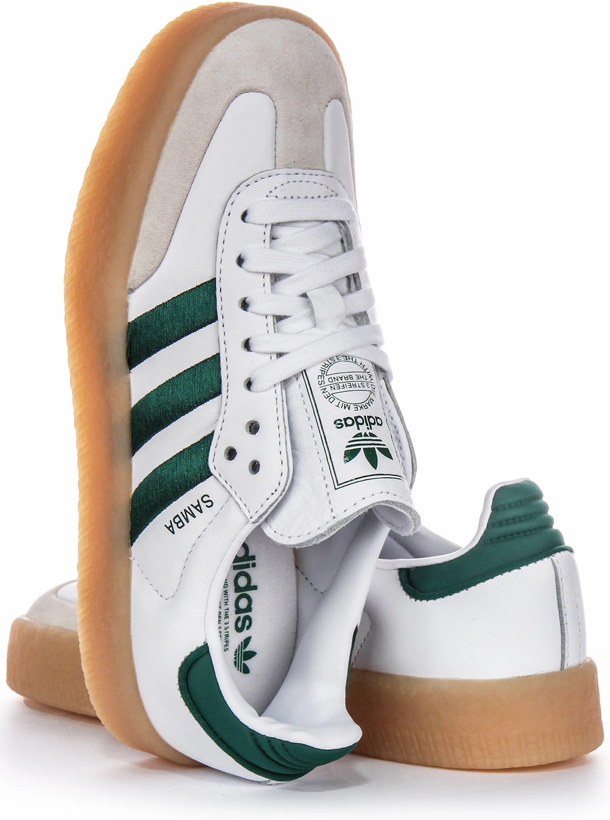 Adidas Sambae In White Green For Women Comfortable Straps Design
